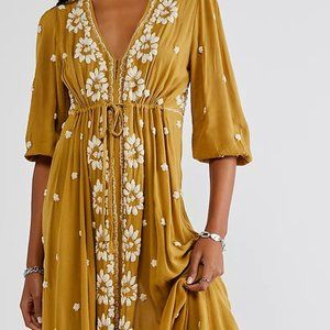 Free People Embroidered Fable Midi Dress